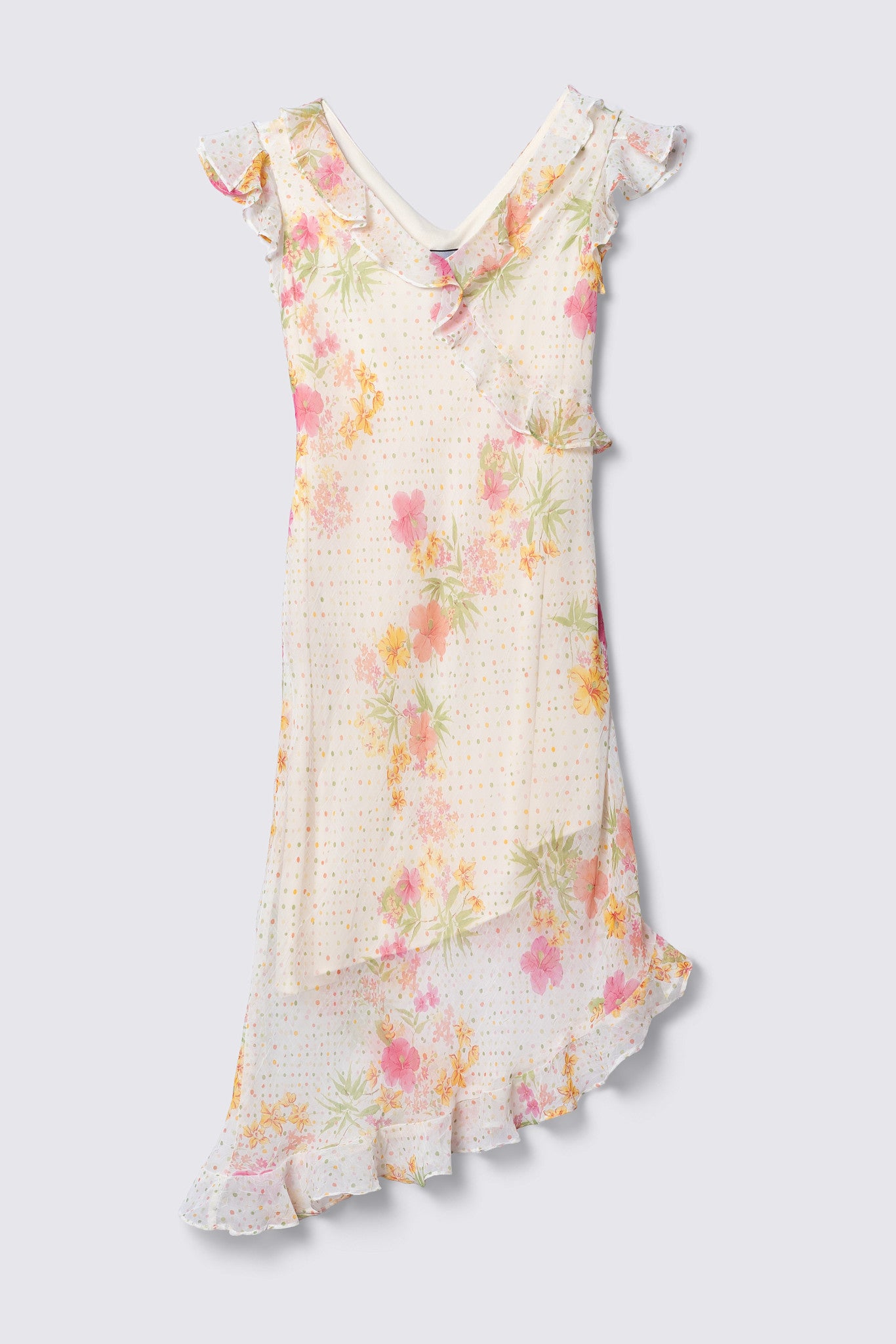 Y2K Floral Dot Asymmetric Dress