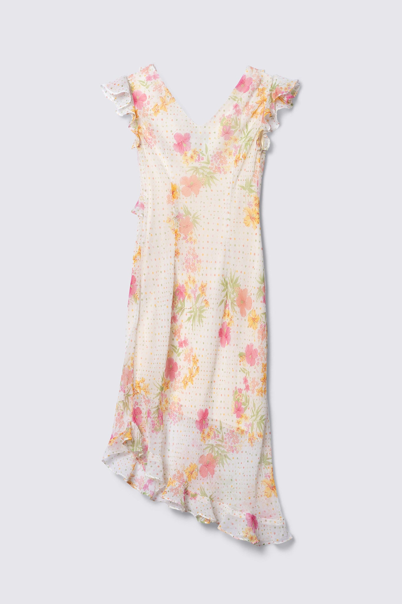Y2K Floral Dot Asymmetric Dress