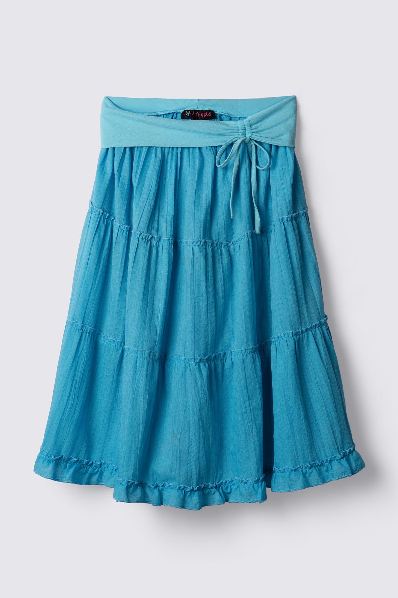 Y2K Fold Over Cotton Midi Skirt