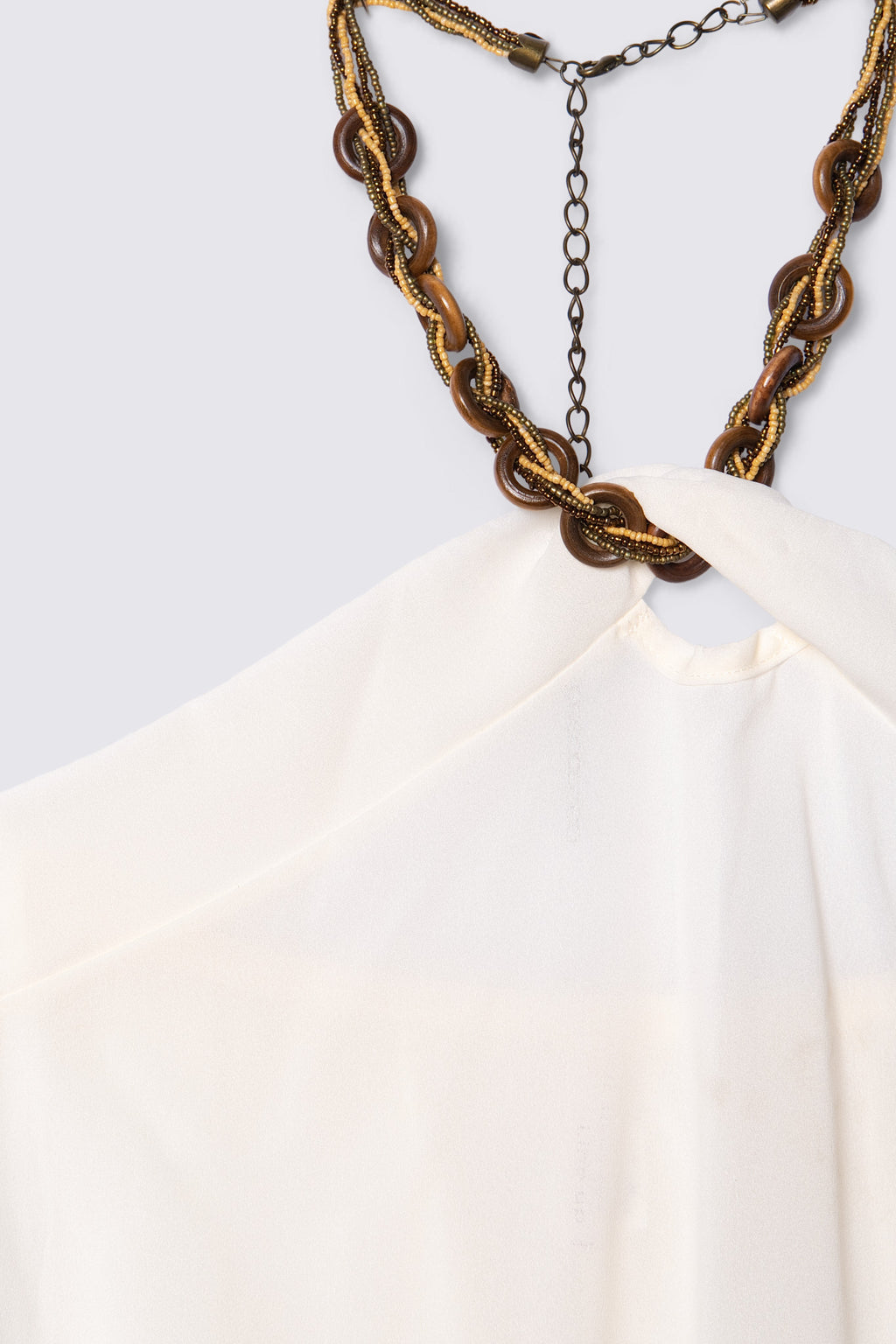 Y2K Beaded Necklace Halter Top