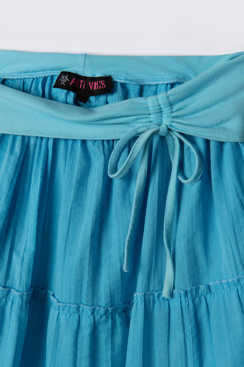 Y2K Fold Over Cotton Midi Skirt