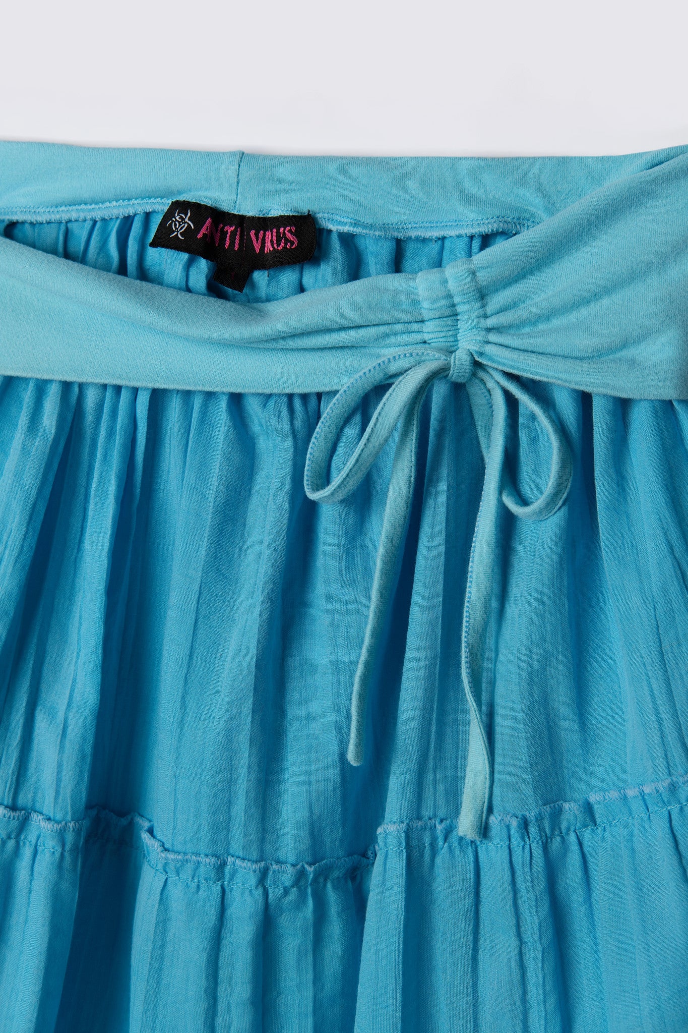 Y2K Fold Over Cotton Midi Skirt