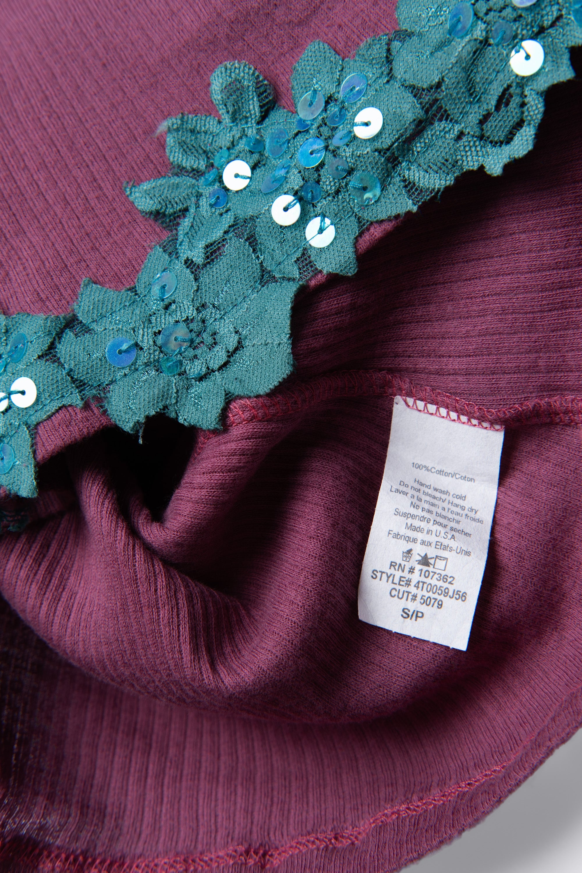 Y2K Damsel Sequin Lace Trim Tank