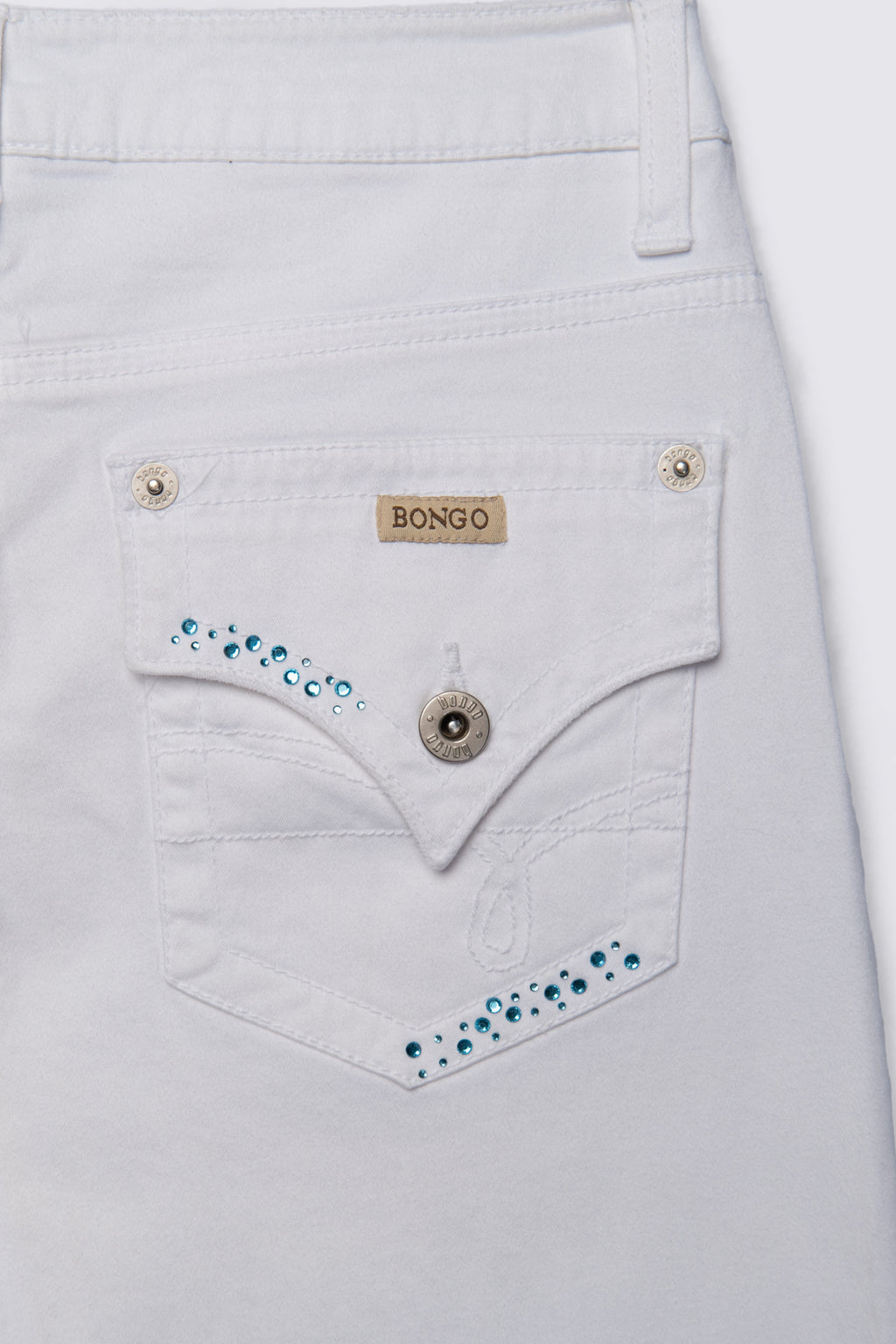 Y2K Bongo Western Bling Lowrise White Flares