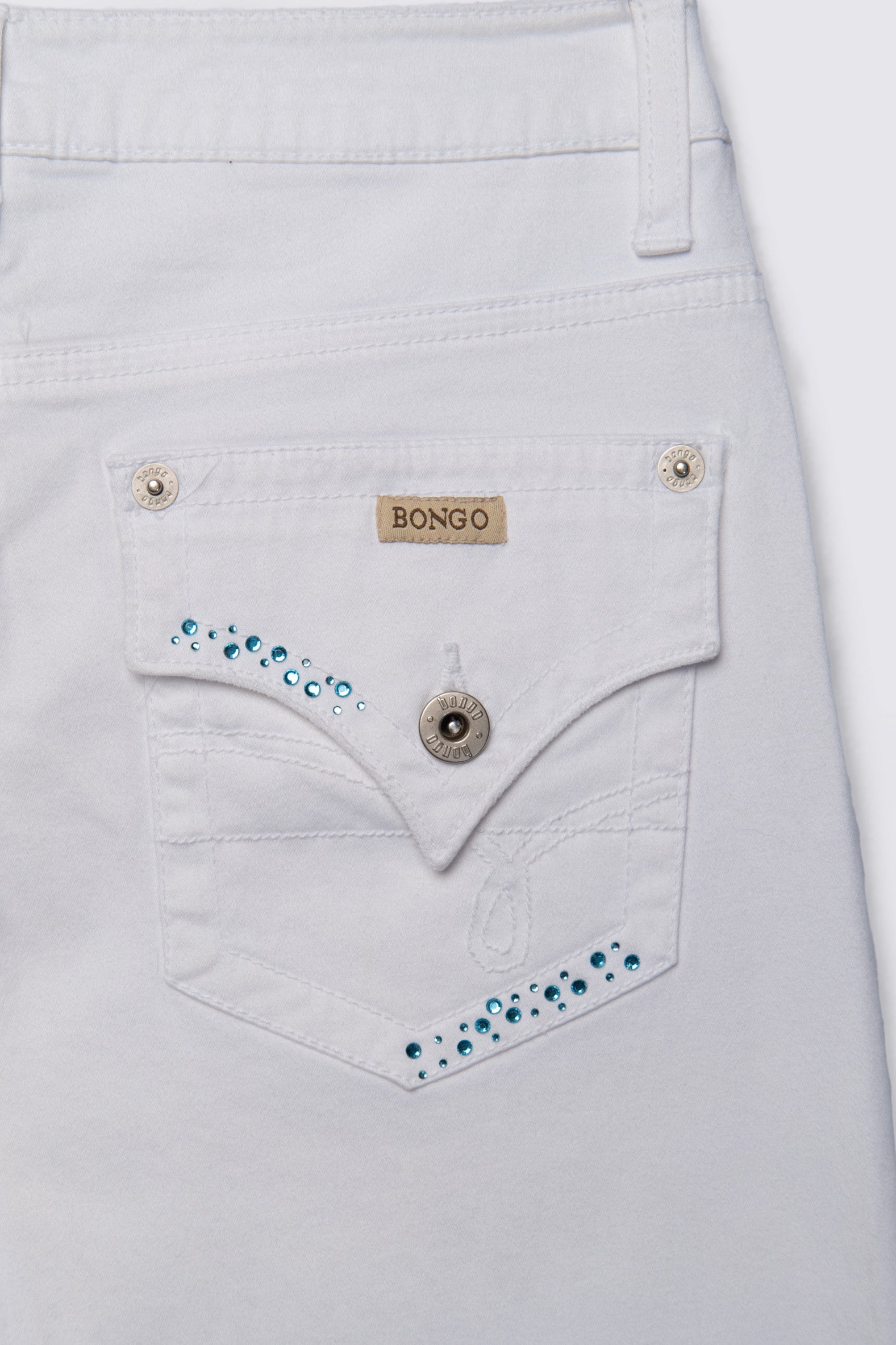 Y2K Bongo Western Bling Lowrise White Flares