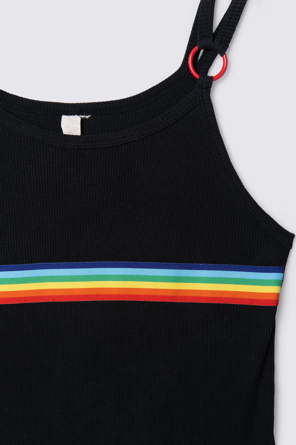 90s Rainbow Trim Ribbed Cotton Midi Dress