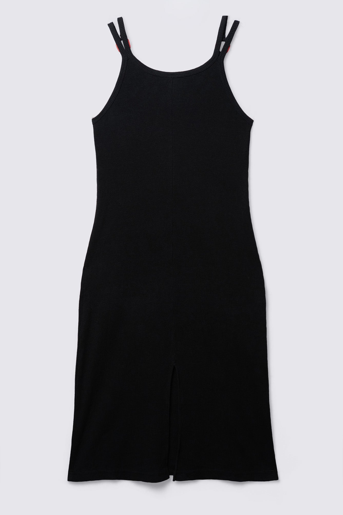 90s Rainbow Trim Ribbed Cotton Midi Dress