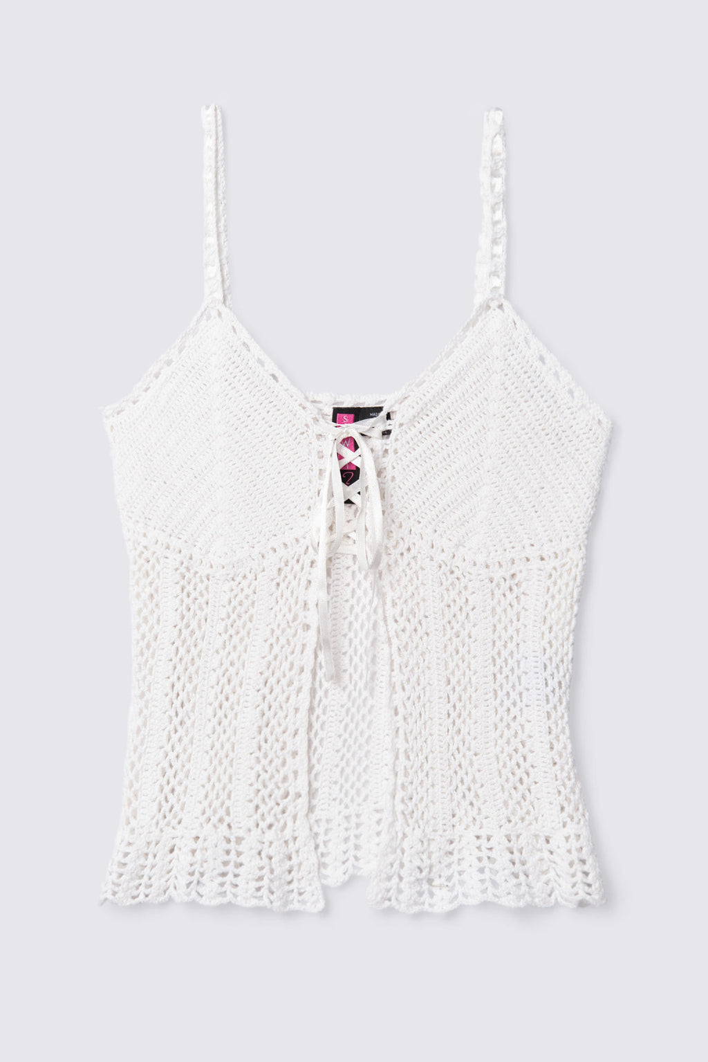 Y2K Say What Laceup Crochet Cami Top