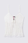 Y2K Say What Laceup Crochet Cami Top