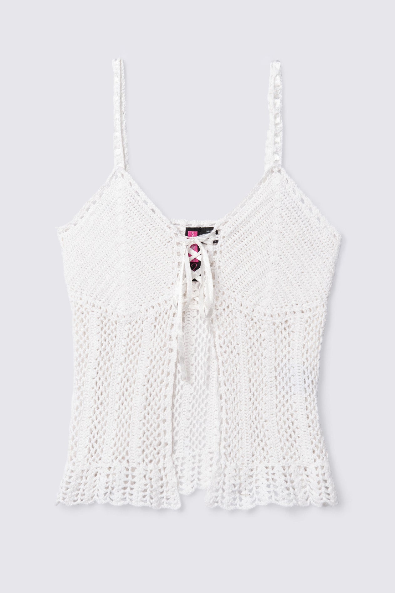 Y2K Say What Laceup Crochet Cami Top