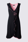 Y2K Zinc Nylon Micro Mesh Rosette Trim Wrap Dress