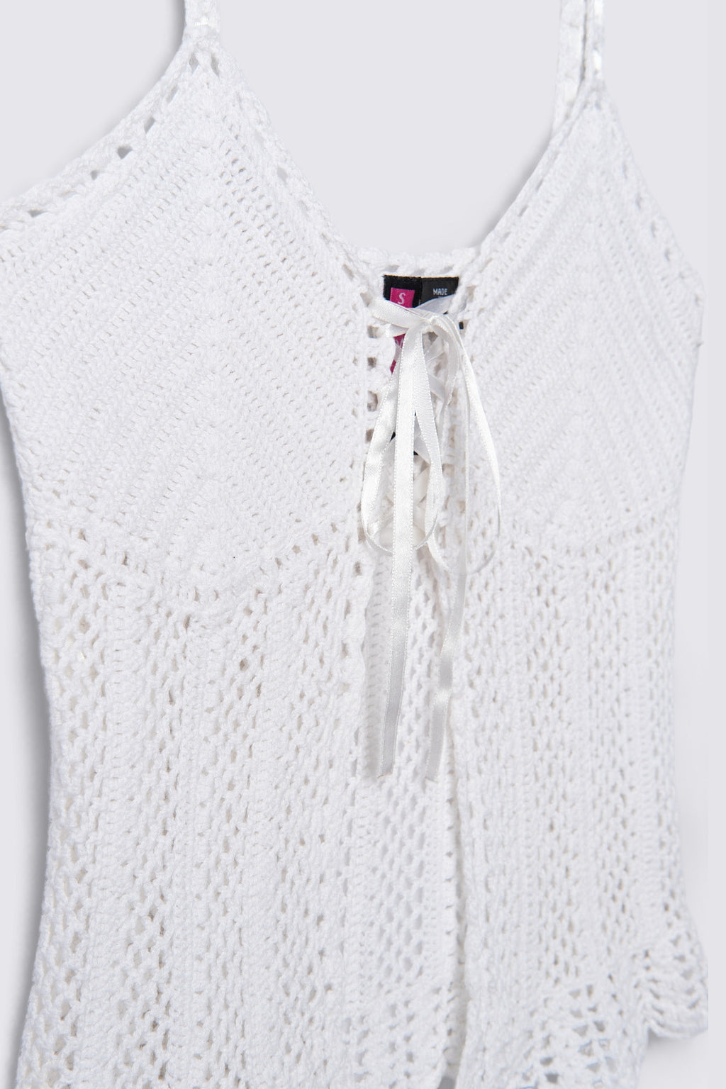 Y2K Say What Laceup Crochet Cami Top