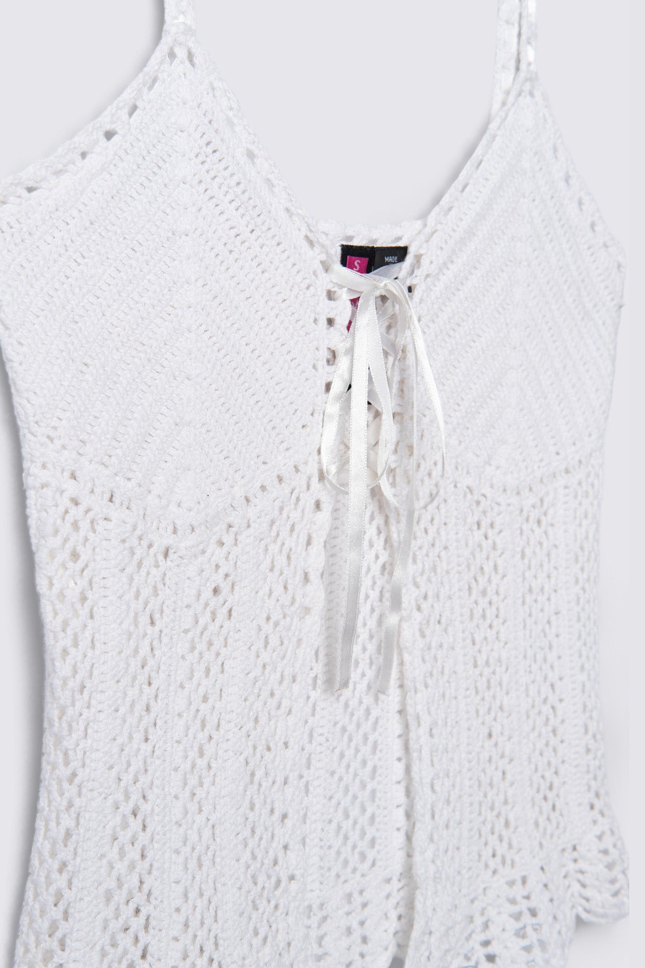 Y2K Say What Laceup Crochet Cami Top