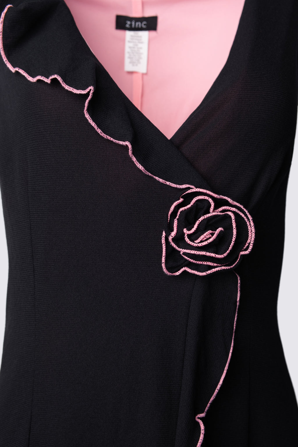 Y2K Zinc Nylon Micro Mesh Rosette Trim Wrap Dress