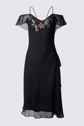 Y2K Off The Shoulder Sequin Trim Silk Dress