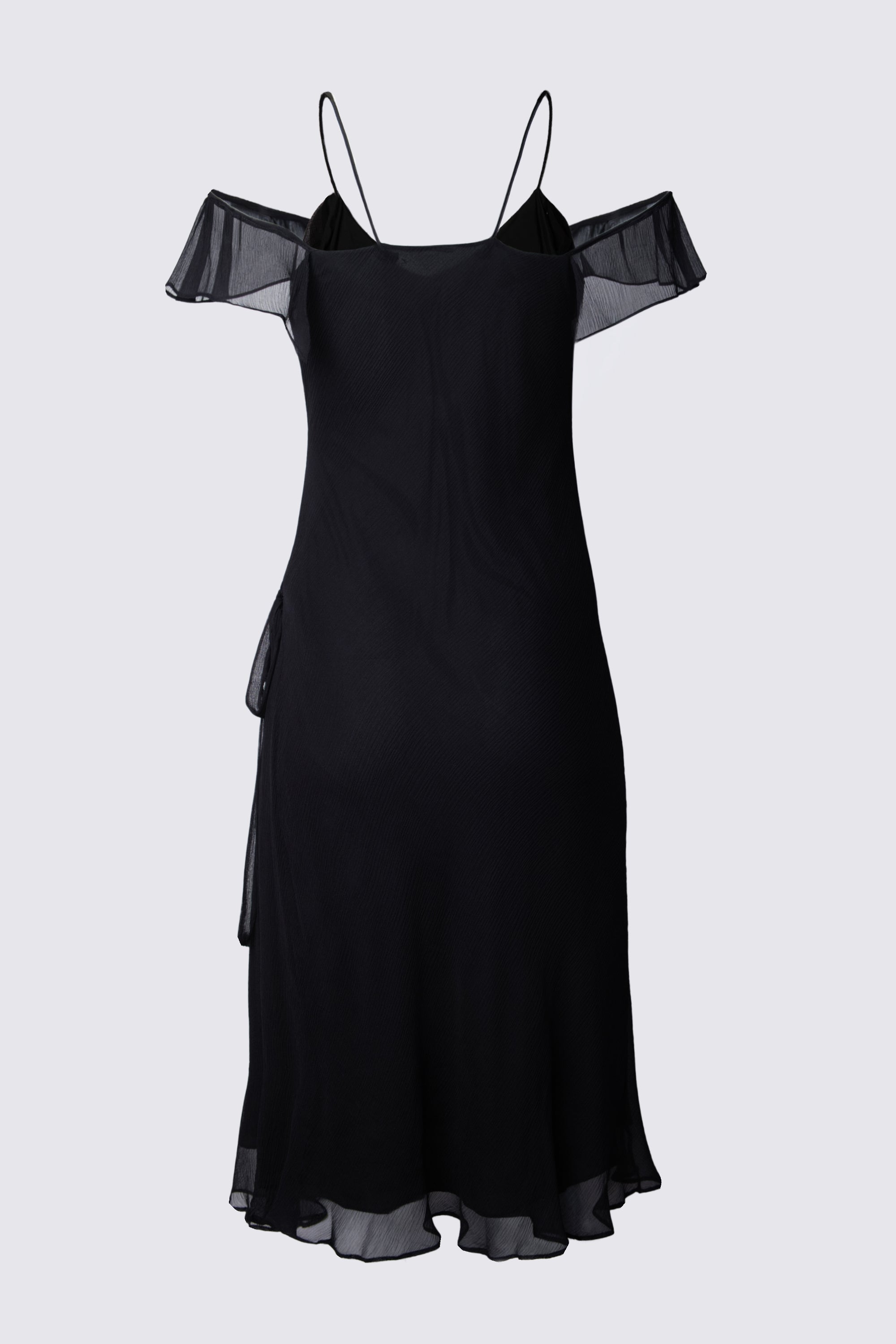Y2K Off The Shoulder Sequin Trim Silk Dress