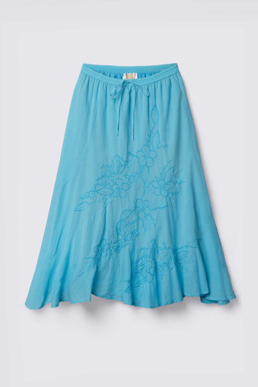 Y2K Embroidered Boho Cotton Midi Skirt