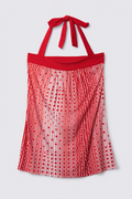 Y2K Dotted Print Longline Halter Top