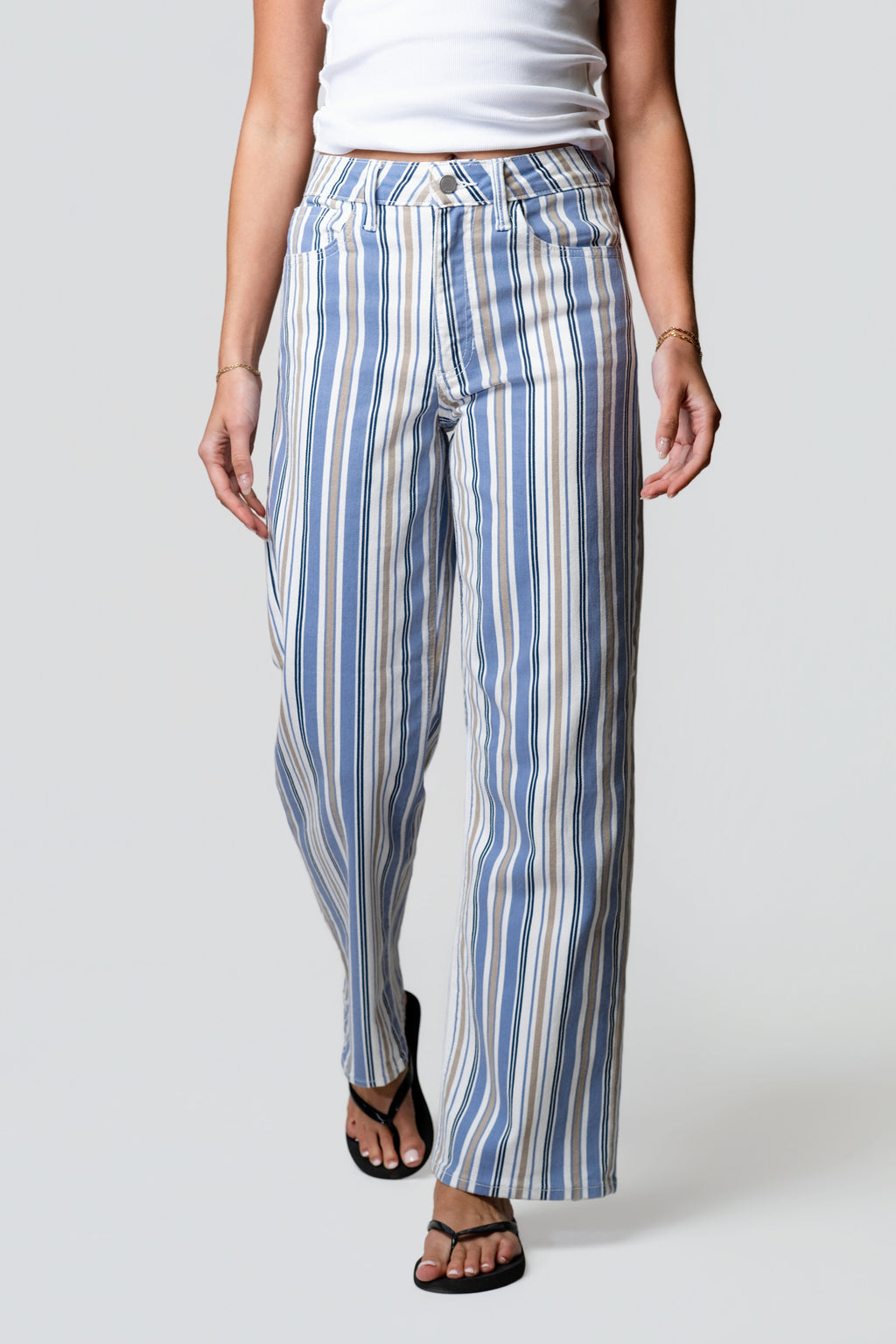 Just Black Striped Straight Leg Jeans