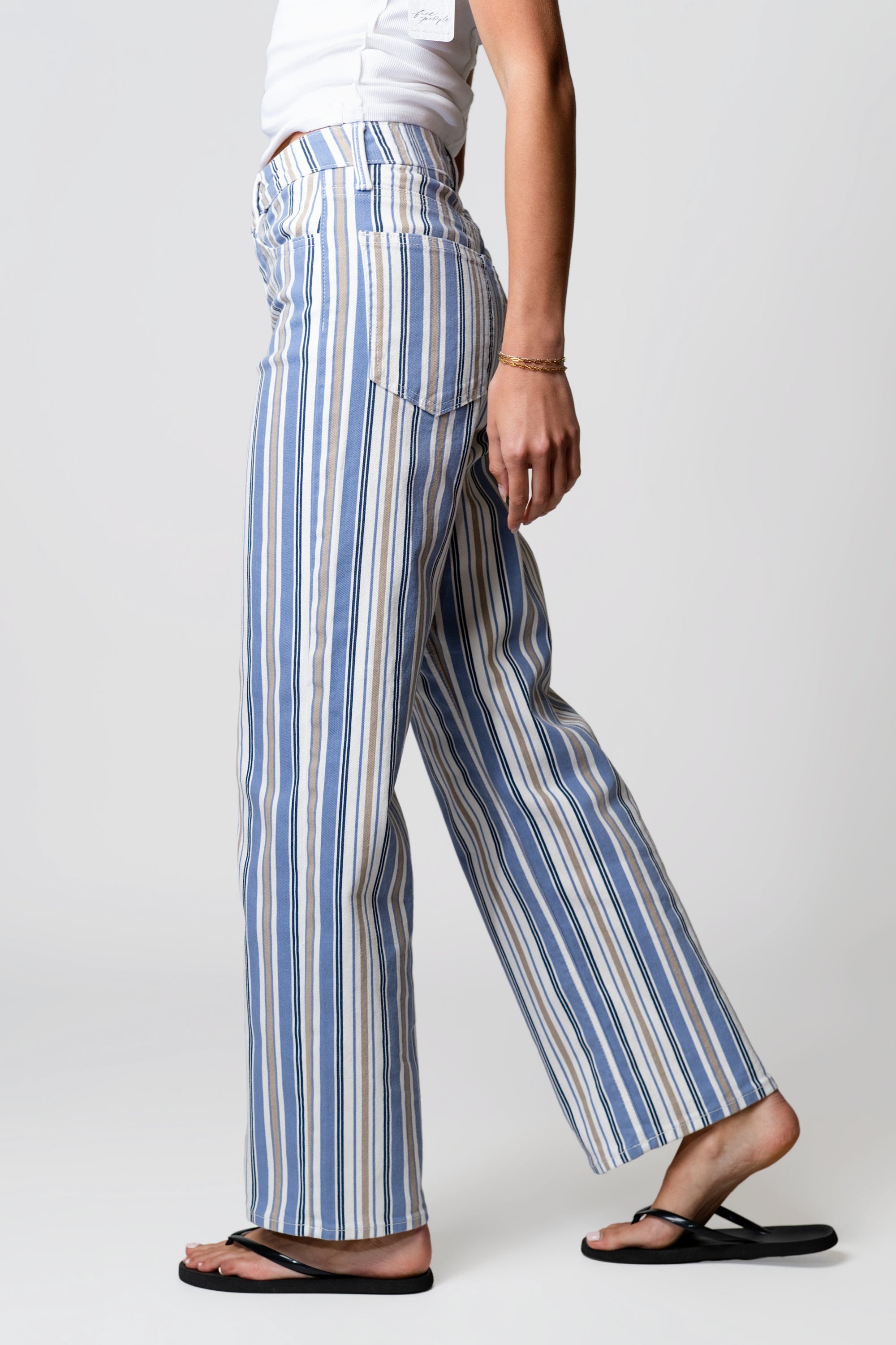 Just Black Striped Straight Leg Jeans