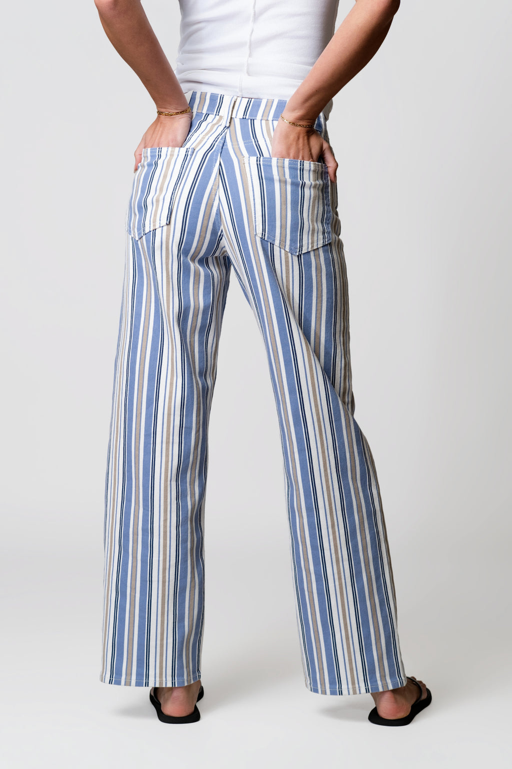 Just Black Striped Straight Leg Jeans