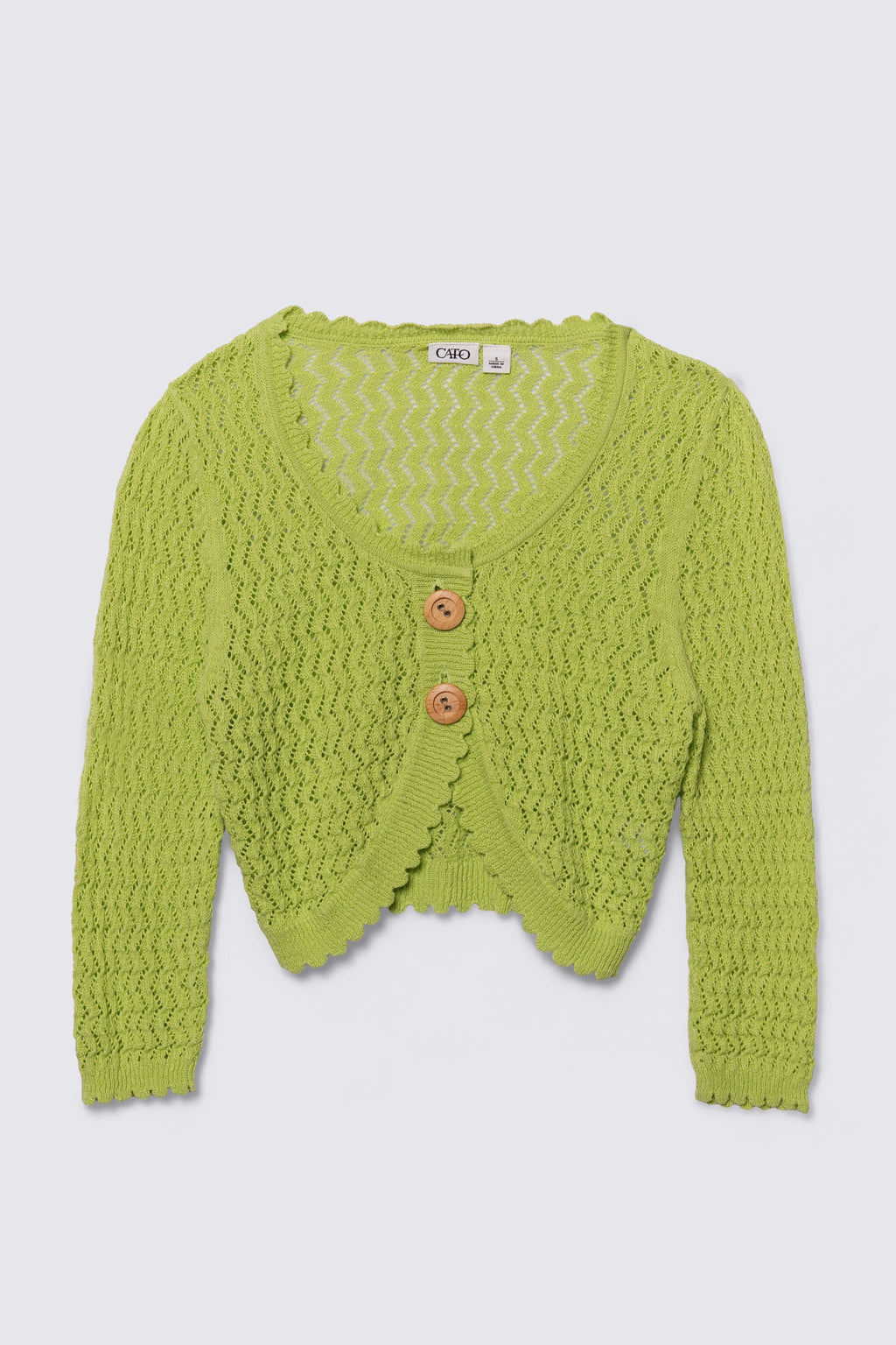 Y2K Lime Green Pointelle Knit Cardi