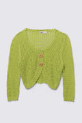 Y2K Lime Green Pointelle Knit Cardi