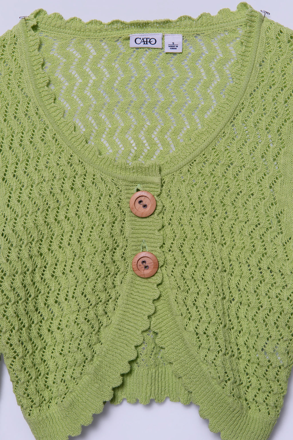 Y2K Lime Green Pointelle Knit Cardi
