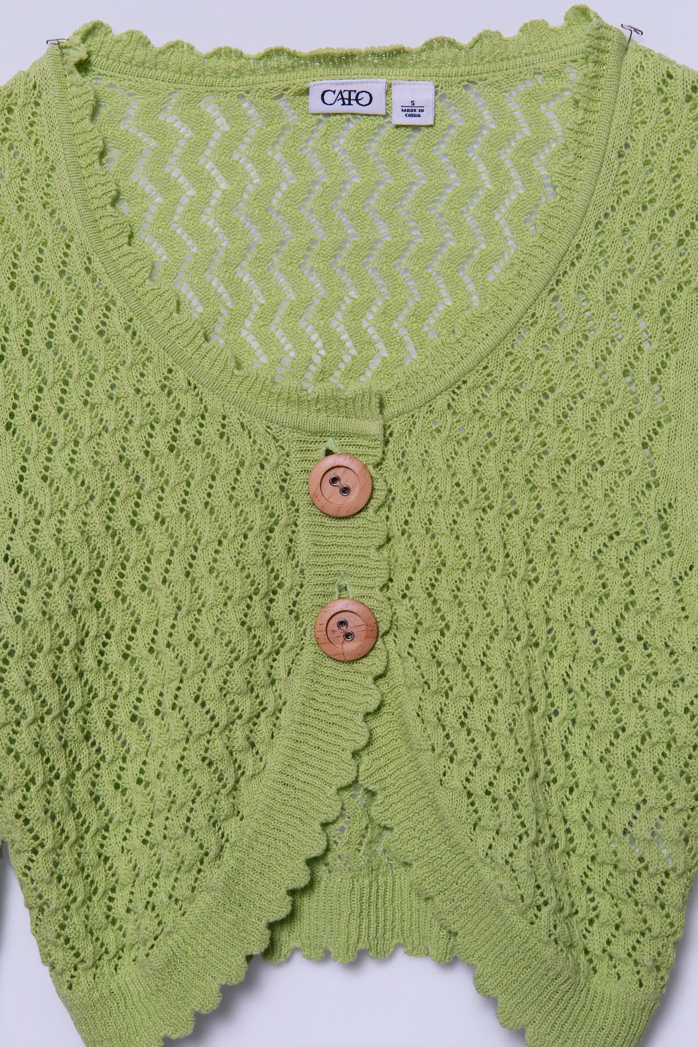 Y2K Lime Green Pointelle Knit Cardi