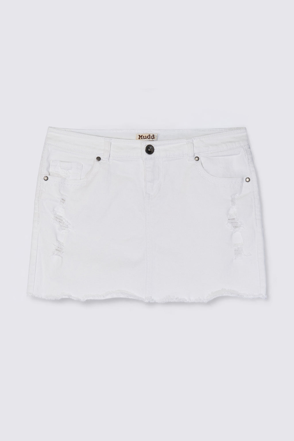 Y2K Mudd Distressed White Denim Mini
