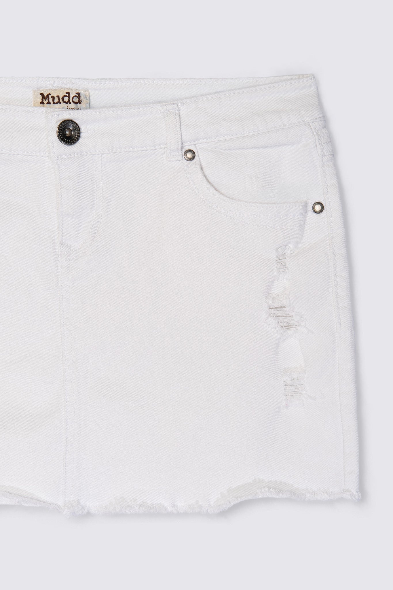 Y2K Mudd Distressed White Denim Mini
