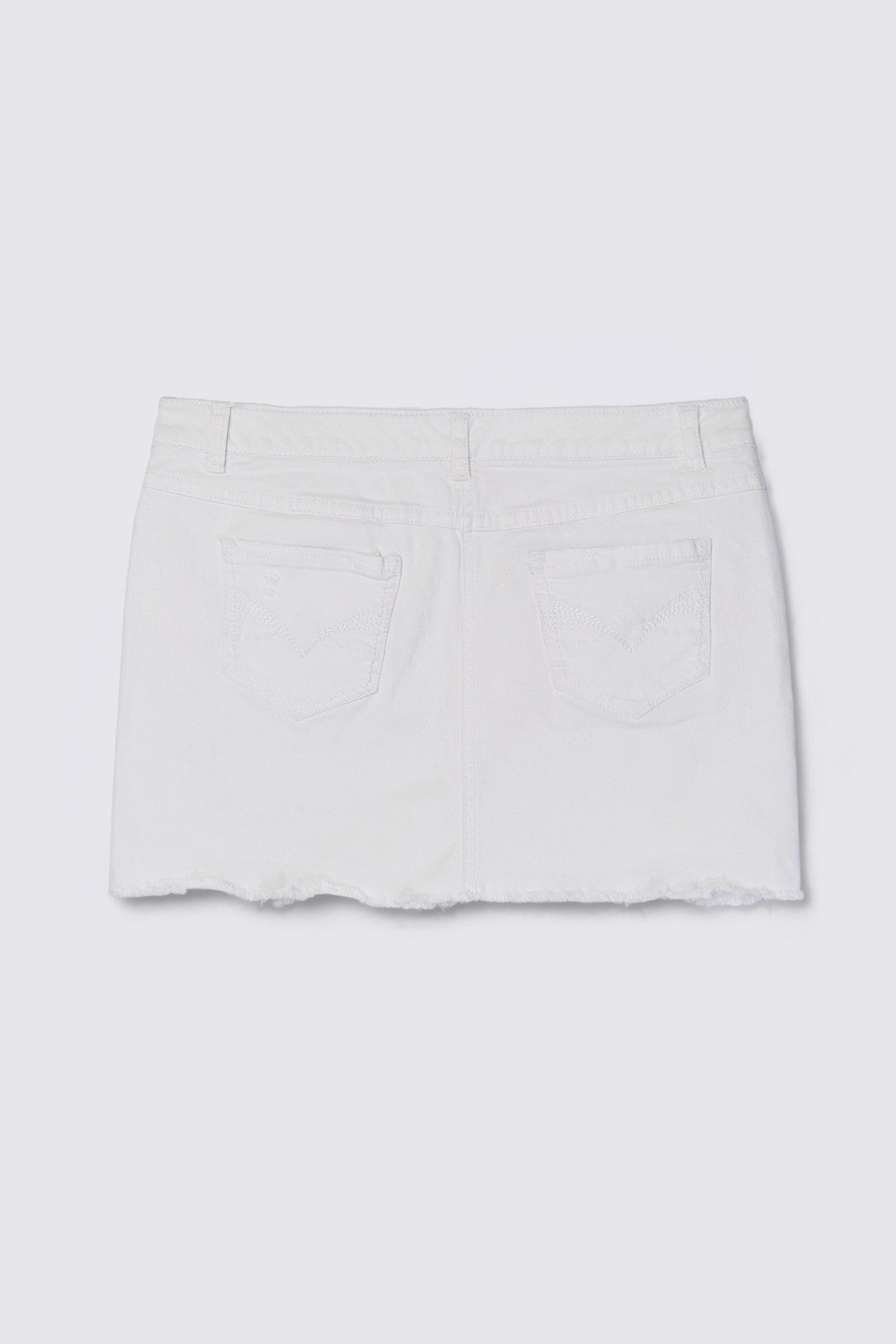 Y2K Mudd Distressed White Denim Mini