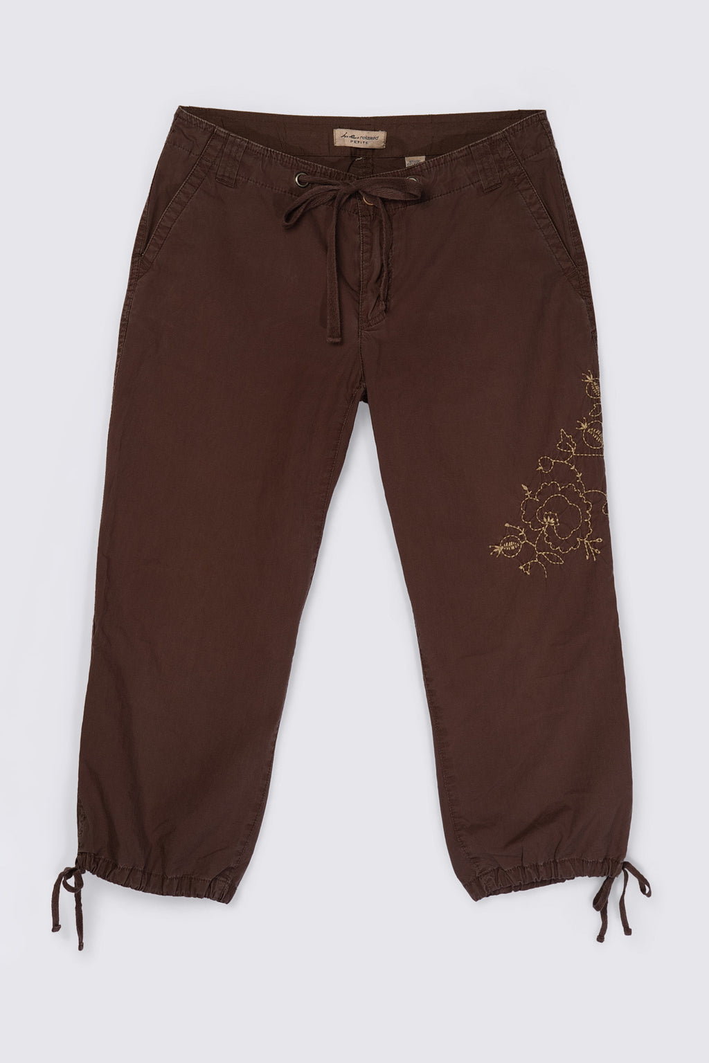 Y2K I.E. Embroidered Lowrise Drawstring Capris