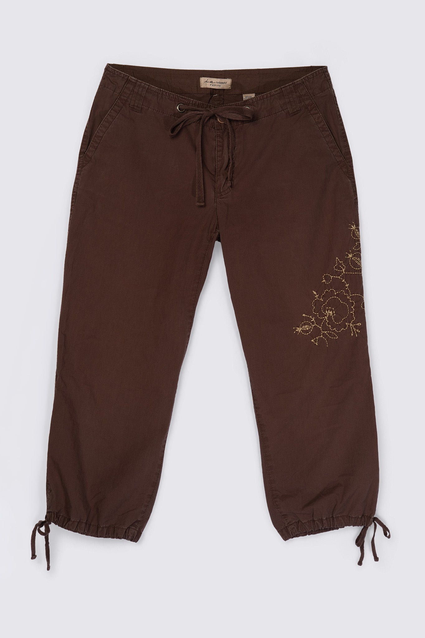 Y2K I.E. Embroidered Lowrise Drawstring Capris
