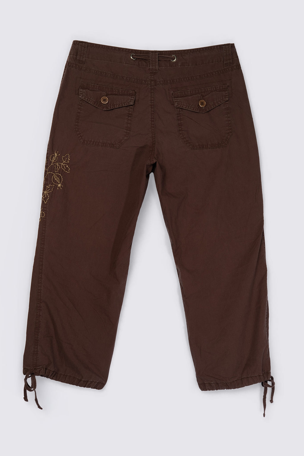 Y2K I.E. Embroidered Lowrise Drawstring Capris
