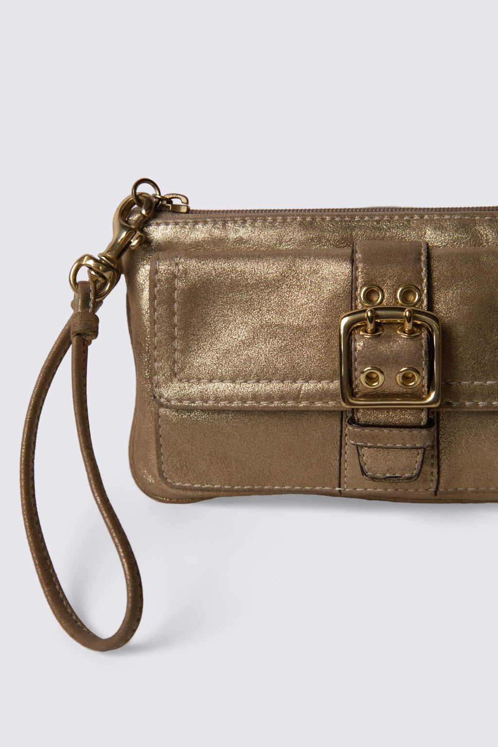 Y2K Coach Gold Leather Soho Buckle Wristlet