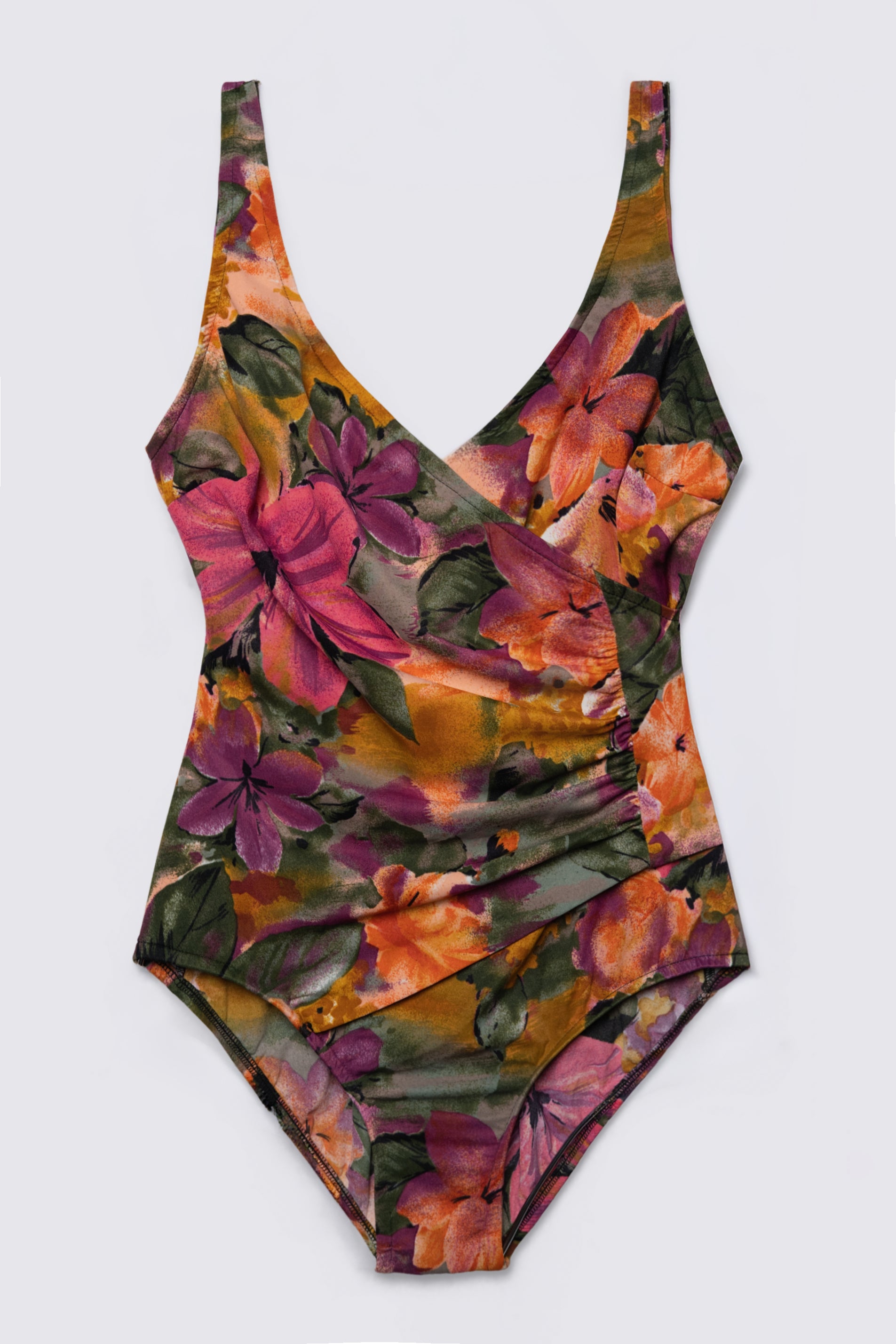 90s Floral Print Ruched Waist One Piece