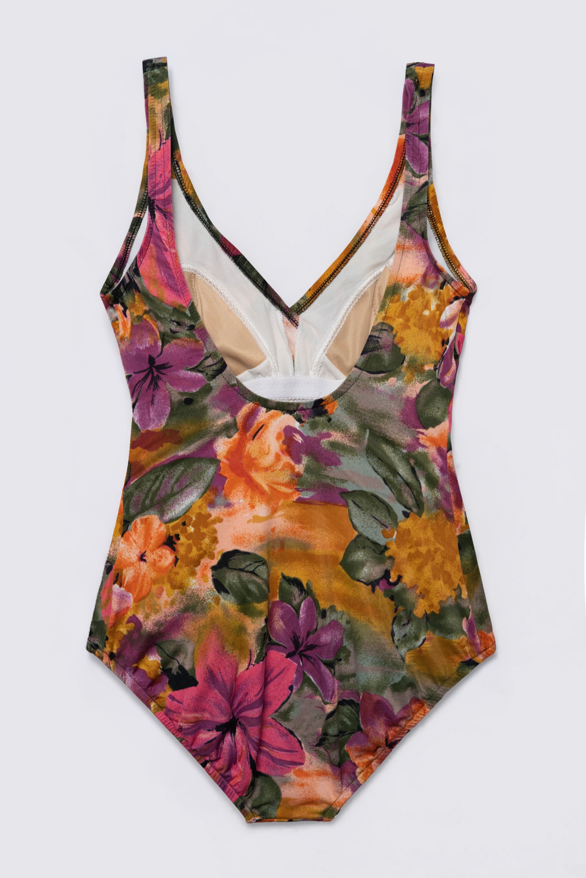 90s Floral Print Ruched Waist One Piece
