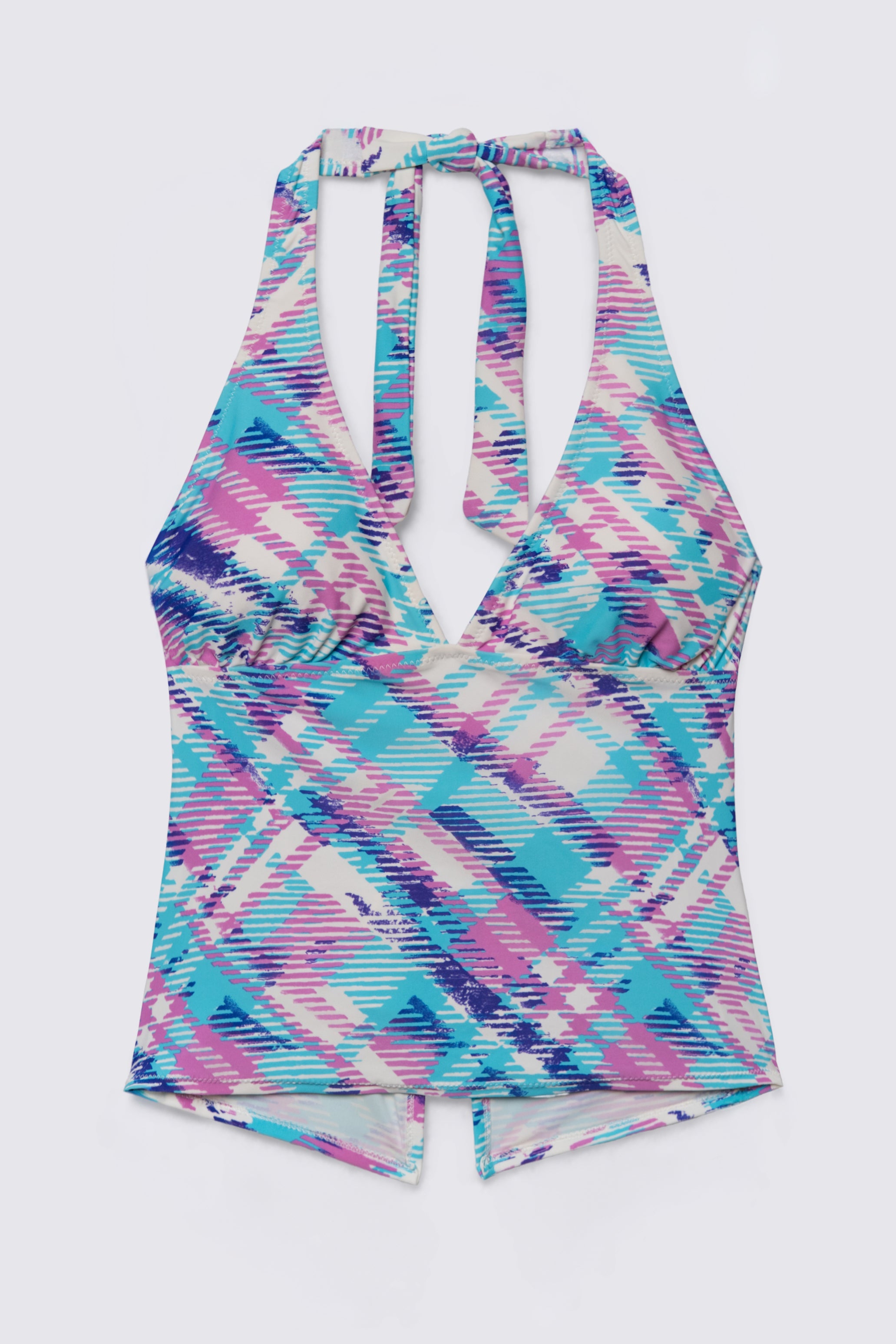 Y2K Plaid Tie Back Tankini Top