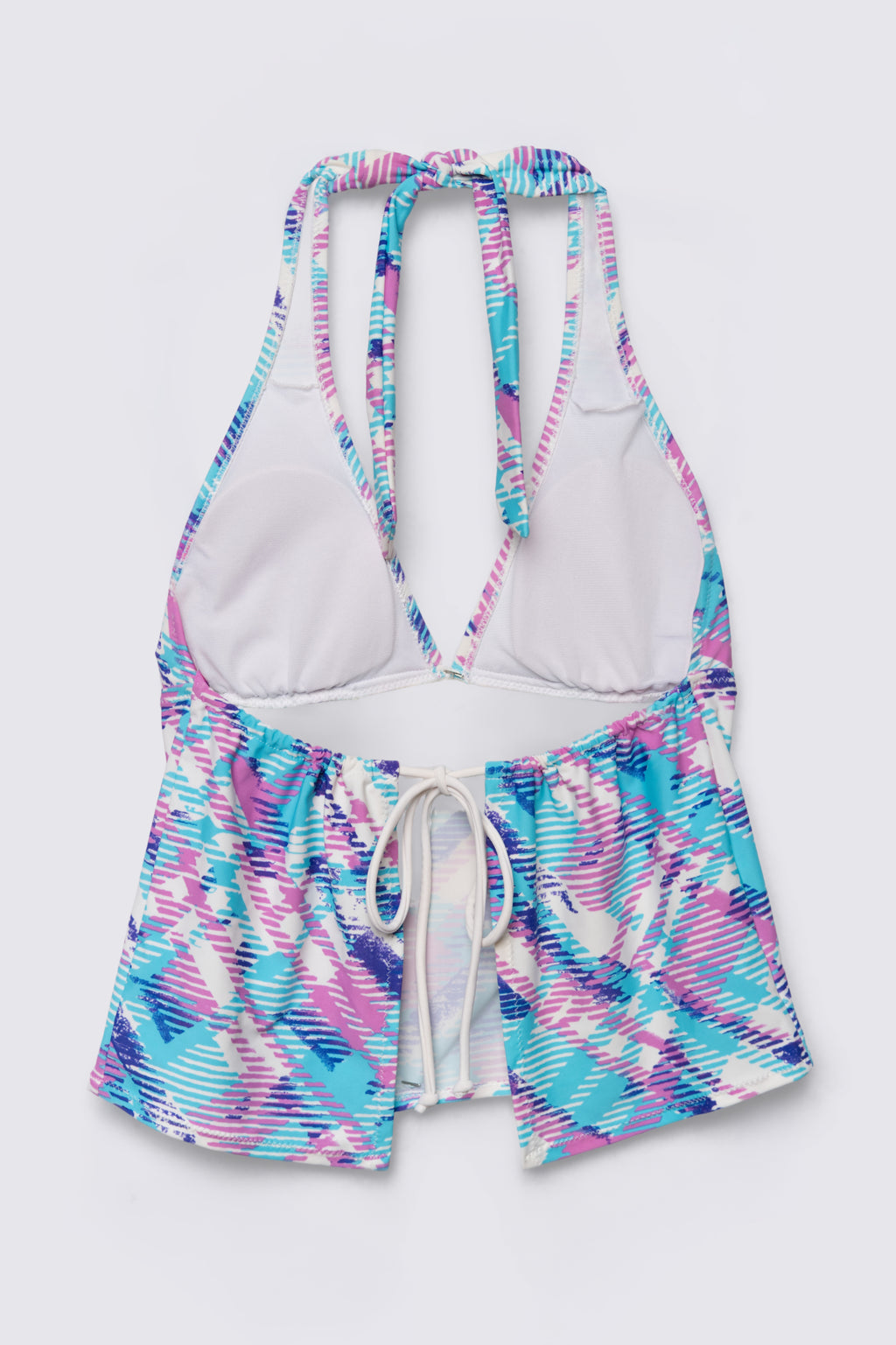 Y2K Plaid Tie Back Tankini Top