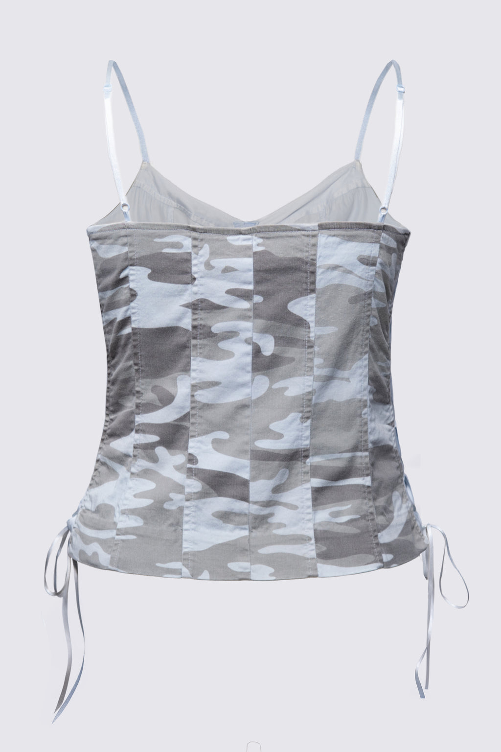 Y2K Express Silk & Cotton Camo Corset Top