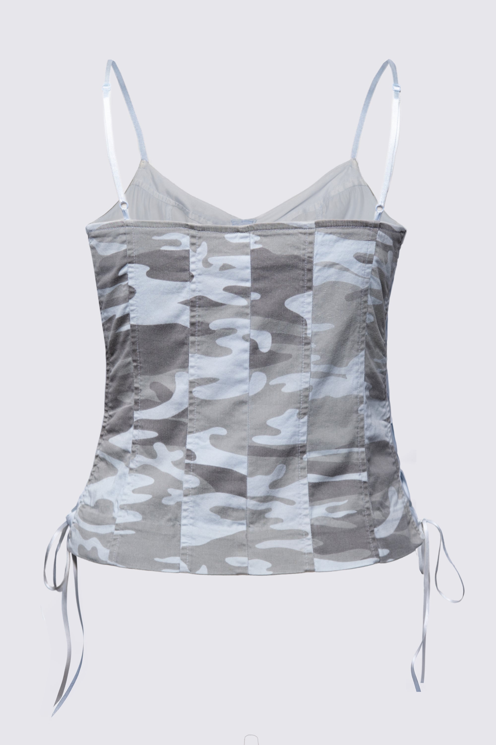 Y2K Express Silk & Cotton Camo Corset Top