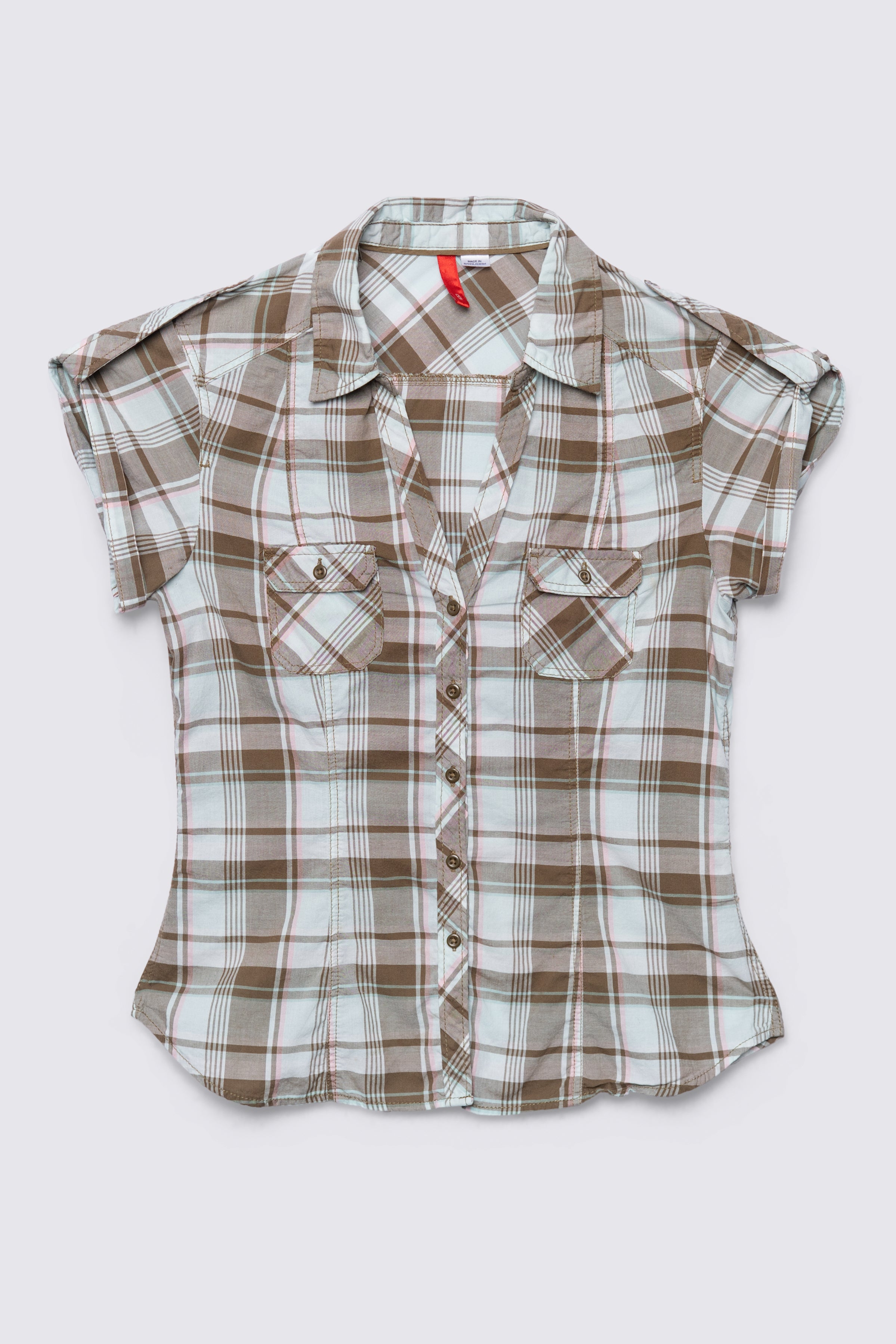 00s H&M Plaid Cotton Buttondown Top