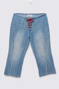 90s Carolina Blues Laceup Denim Capris