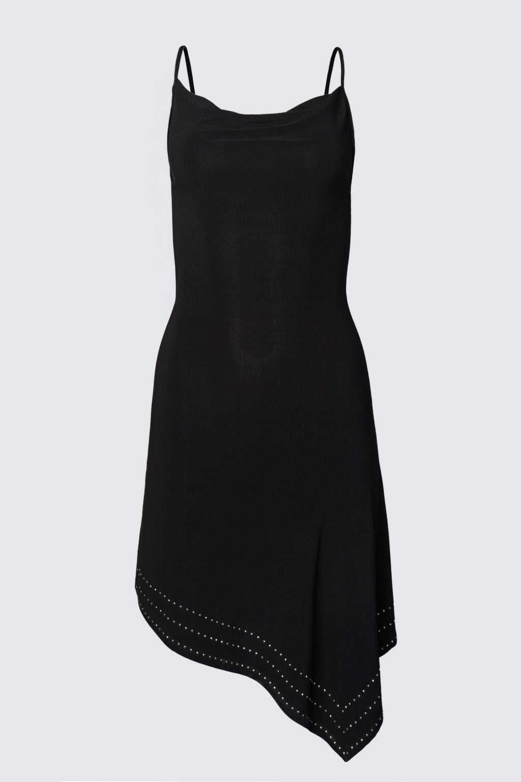 Y2K Asymmetric Studded Hem Slip Dress