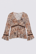 Y2K Faded Glory Lace Trim Boho Top