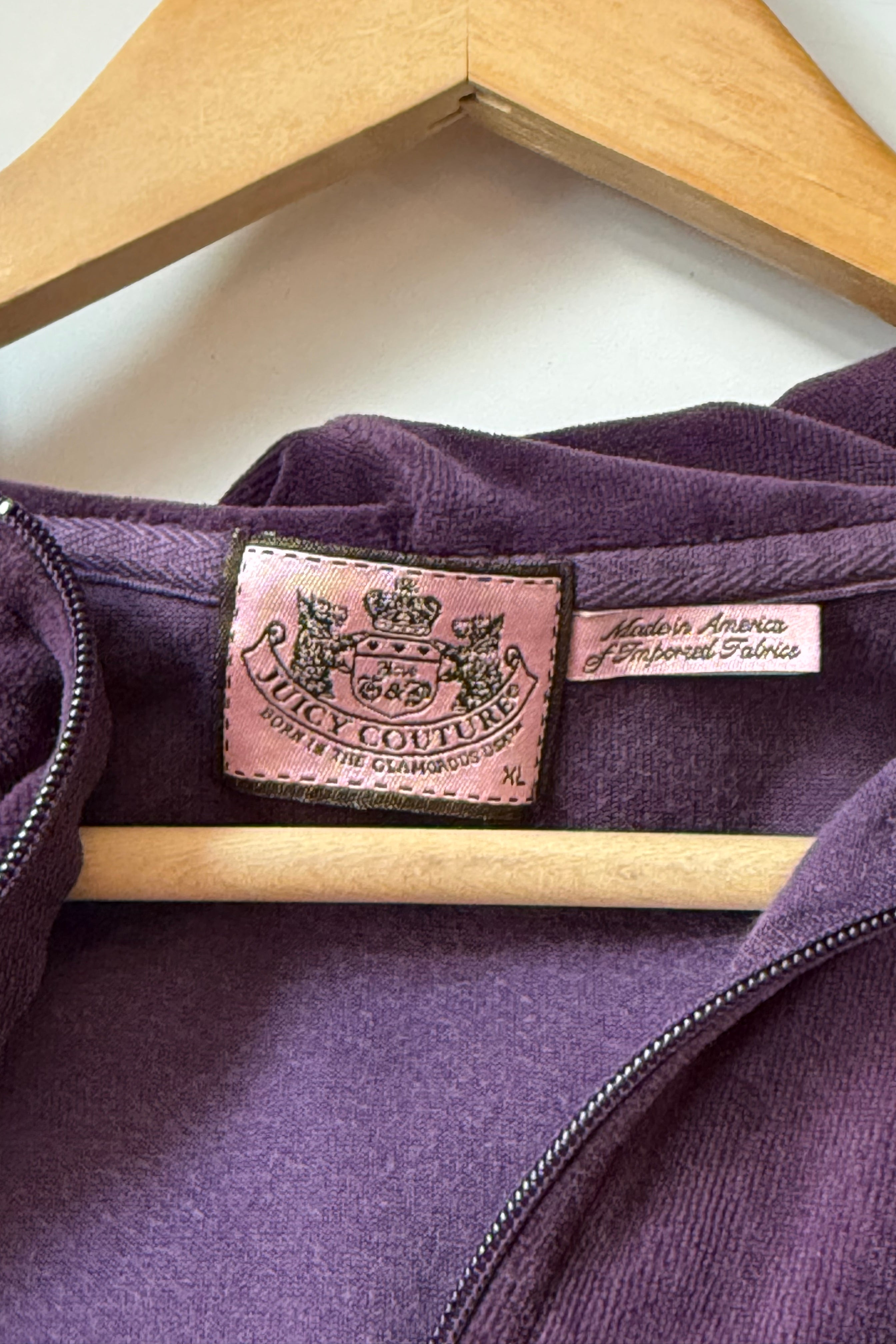 Early Y2K Juicy Couture Juicy Angel Velour Zip Hoodie – Calico