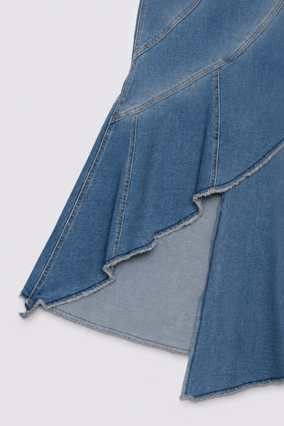Asymmetric Denim Mermaid Midi Skirt