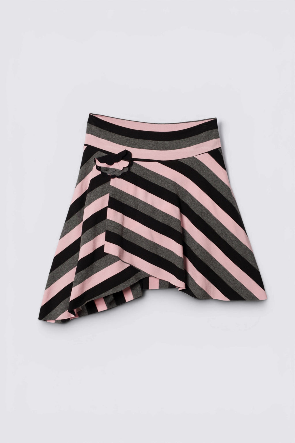 Y2K Asymmetric Striped Jersey Skirt