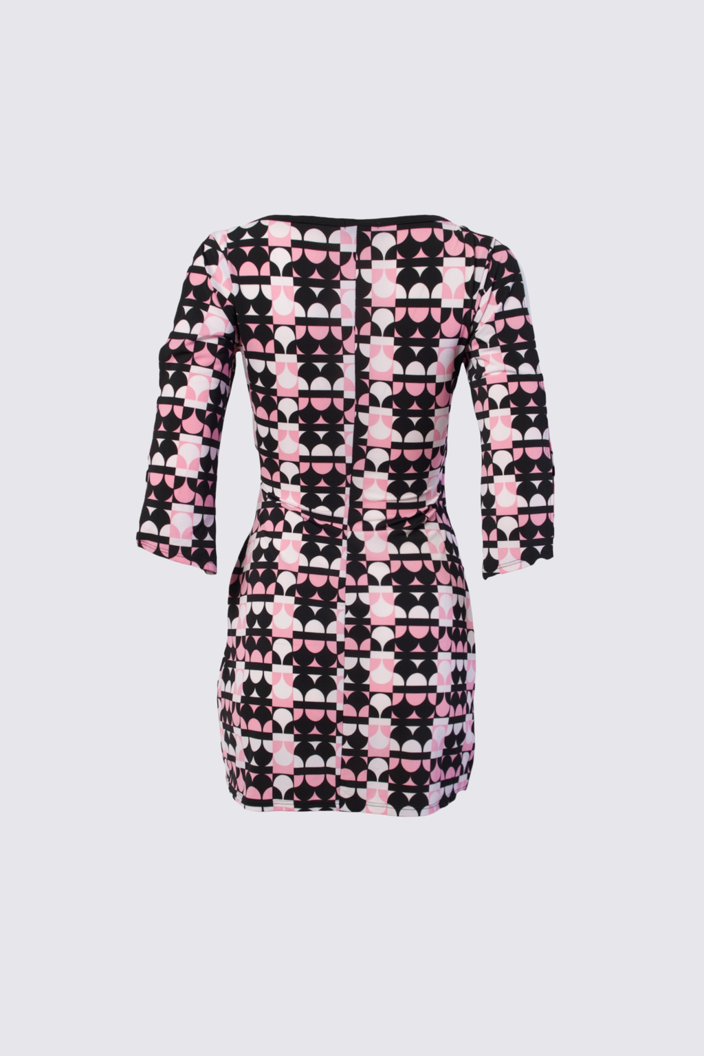 Y2K Geometric Print Cutout Sleeve Mini Dress